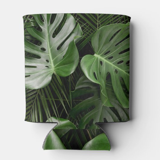 Monstera bladeren, luxe tropische lay-out. blikjeskoeler (Achterkant)