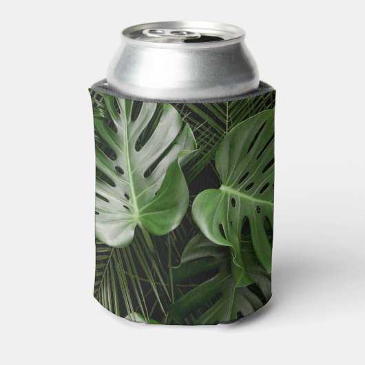 Monstera bladeren, luxe tropische lay-out. blikjeskoeler (Blikje Achterkant)