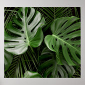 Monstera bladeren, luxe tropische lay-out. poster (Voorkant)