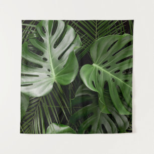 Monstera bladeren, luxe tropische lay-out. wandkleed