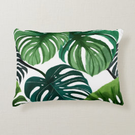 Monstera Bladeren Modern Waterverf Botanisch Accent Kussen