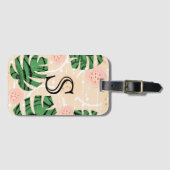 Monstera bladeren op roze. bagagelabel (Voorkant (horizontaal))