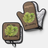 Monstera-bladeren Ovenwant & Pannenlap Set (Voorkant / Achterkant)