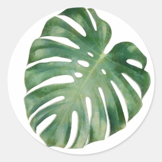 Monstera-bladeren Ronde Sticker (Voorkant)
