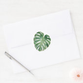 Monstera-bladeren Ronde Sticker (Envelop)