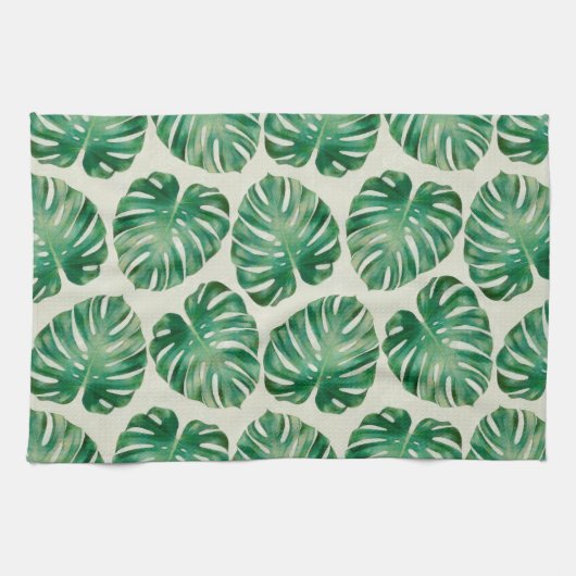 Monstera-bladeren Theedoek (Horizontaal)