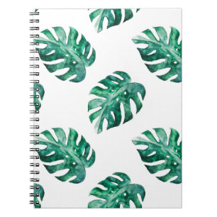 Monstera bladeren. Tropisch illustratiepatroon Notitieboek