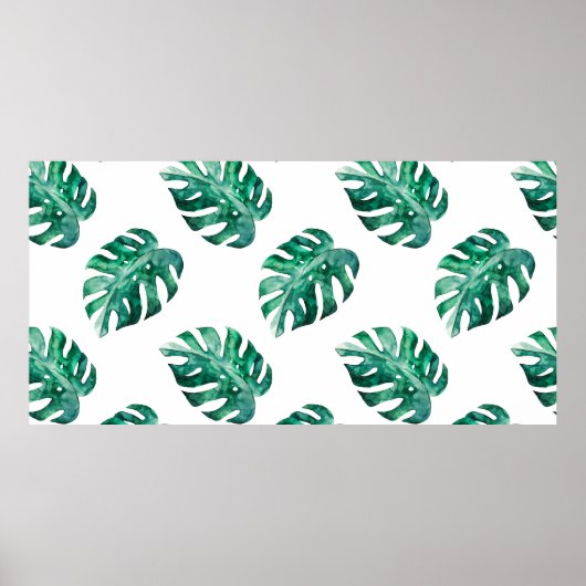 Monstera bladeren. Tropisch illustratiepatroon Poster (Voorkant)