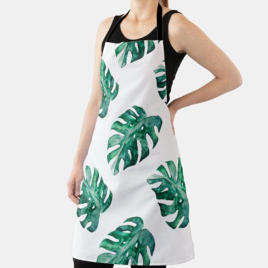 Monstera bladeren. Tropisch illustratiepatroon Schort (Insitu)