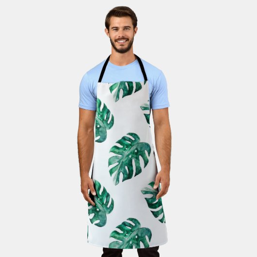 Monstera bladeren. Tropisch illustratiepatroon Schort (Gedragen)