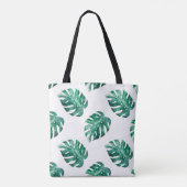 Monstera bladeren. Tropisch illustratiepatroon Tote Bag (Achterkant)