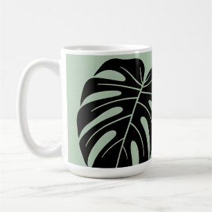 Monstera Bladeren Tropisch Minimalistisch Salie Koffiemok