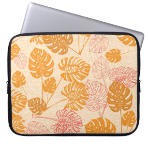 Monstera bladeren: tropisch silhouet naadloos laptop sleeve