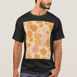Monstera bladeren: tropisch silhouet naadloos t-shirt