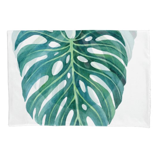 Monstera bladeren, tropische gebladerte illustrati kussensloop (Voorkant)