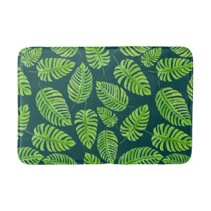 Monstera-bladeren, tropische waterverf badmat