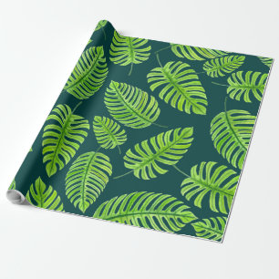 Monstera-bladeren, tropische waterverf cadeaupapier