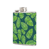 Monstera-bladeren, tropische waterverf heupfles (Links)