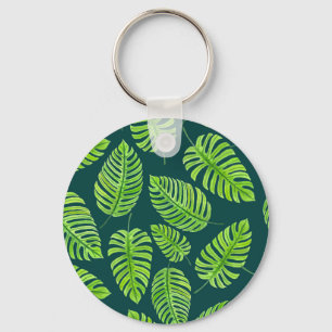 Monstera-bladeren, tropische waterverf sleutelhanger