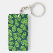Monstera-bladeren, tropische waterverf sleutelhanger (achterkant)