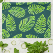 Monstera-bladeren, tropische waterverf theedoek (Gevouwen)