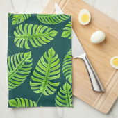 Monstera-bladeren, tropische waterverf theedoek (Quarter Fold)