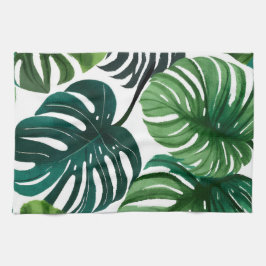 Monstera Bladeren Waterverf Botanische Tropisch Theedoek