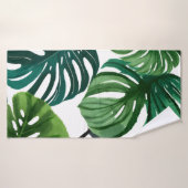 Monstera Bladeren Waterverf Modern Botanisch Badhanddoek (Badhanddoek)
