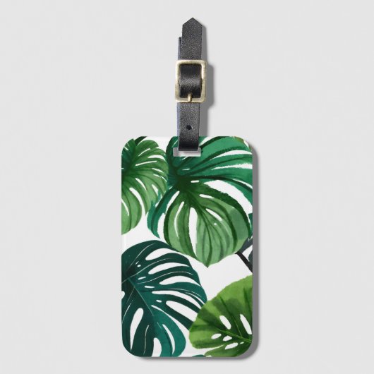 Monstera Bladeren Waterverf Modern Botanisch Bagagelabel (Voorkant (verticaal))