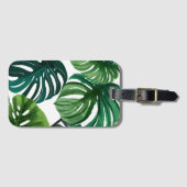 Monstera Bladeren Waterverf Modern Botanisch Bagagelabel (Voorkant (horizontaal))