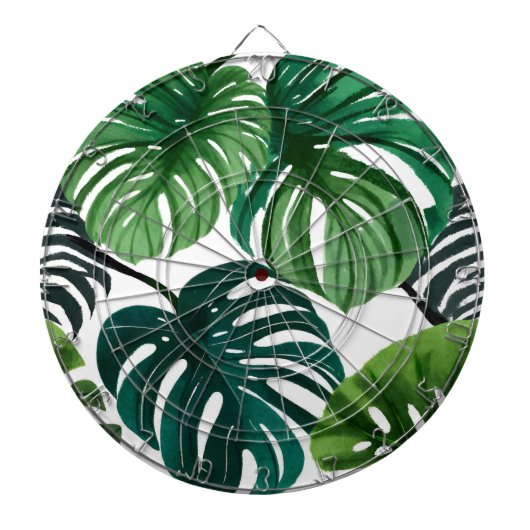 Monstera Bladeren Waterverf Modern Botanisch Dartbord (Voorkant)