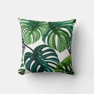 Monstera Bladeren Waterverf Modern Botanisch Kussen