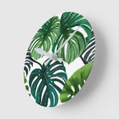Monstera Bladeren Waterverf Modern Botanisch Ronde Klok (Hoek)