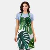 Monstera Bladeren Waterverf Modern Botanisch Schort (Gedragen)