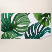 Monstera Bladeren Waterverf Modern Botanisch Strandlaken (Voorkant)