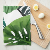 Monstera Bladeren Waterverf Modern Botanisch Theedoek (Quarter Fold)