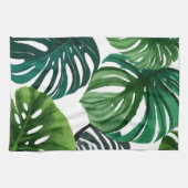 Monstera Bladeren Waterverf Modern Botanisch Theedoek (Horizontaal)