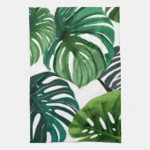 Monstera Bladeren Waterverf Modern Botanisch Theedoek (Verticaal)