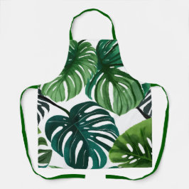 Monstera Bladeren Waterverf Modern Botanische Kuns Schort