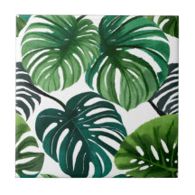 Monstera Bladeren Waterverf Modern Botanische Kuns