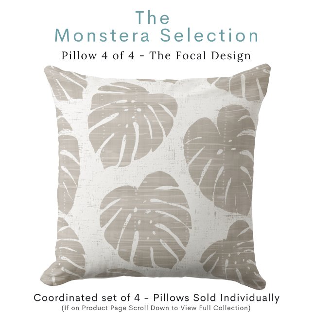 Monstera Bladeren Worp Kussen (Supplies the recognizable coastal personality and becomes the hero of the arrangement.)