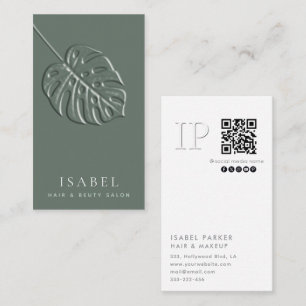 Monstera bladglansmonogram Qr-code Visitekaartje