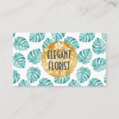 Monstera bladpatroon bloem elementen visitekaartje (Voorkant)