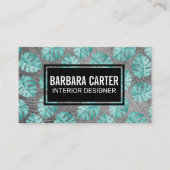 Monstera bladpatroon | Leer textuur Visitekaartje (Voorkant)