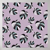 Monstera bladpatroon - Paars Groen Zwart Wit Poster (Voorkant)