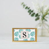 Monstera bladpatroon visitekaartje (Staand voorkant)