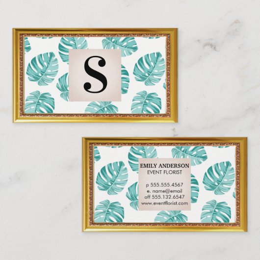 Monstera bladpatroon visitekaartje (Voorkant / Achterkant)