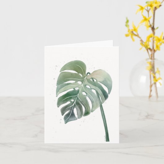 Monstera Blank Wenskaart Kaart (Gele Bloem)