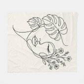 Monstera Bloemengezicht Lijnkunst Fleece Deken (Voorkant (Horizontaal))