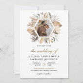 Monstera Boho Pampas All in One Photo Wedding Kaart (Voorkant)